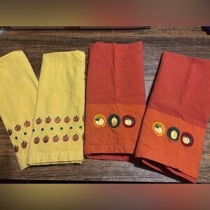 Set of 4 TAG Embroidered Fall Kitchen Towels